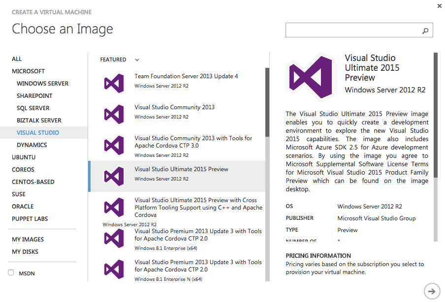 Choose a VM image